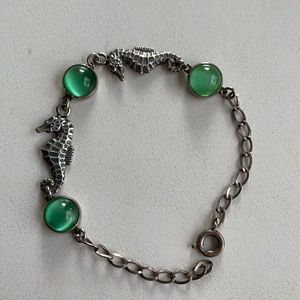 Sterling Silver Seahorse Bracelet with Chrysoprase.